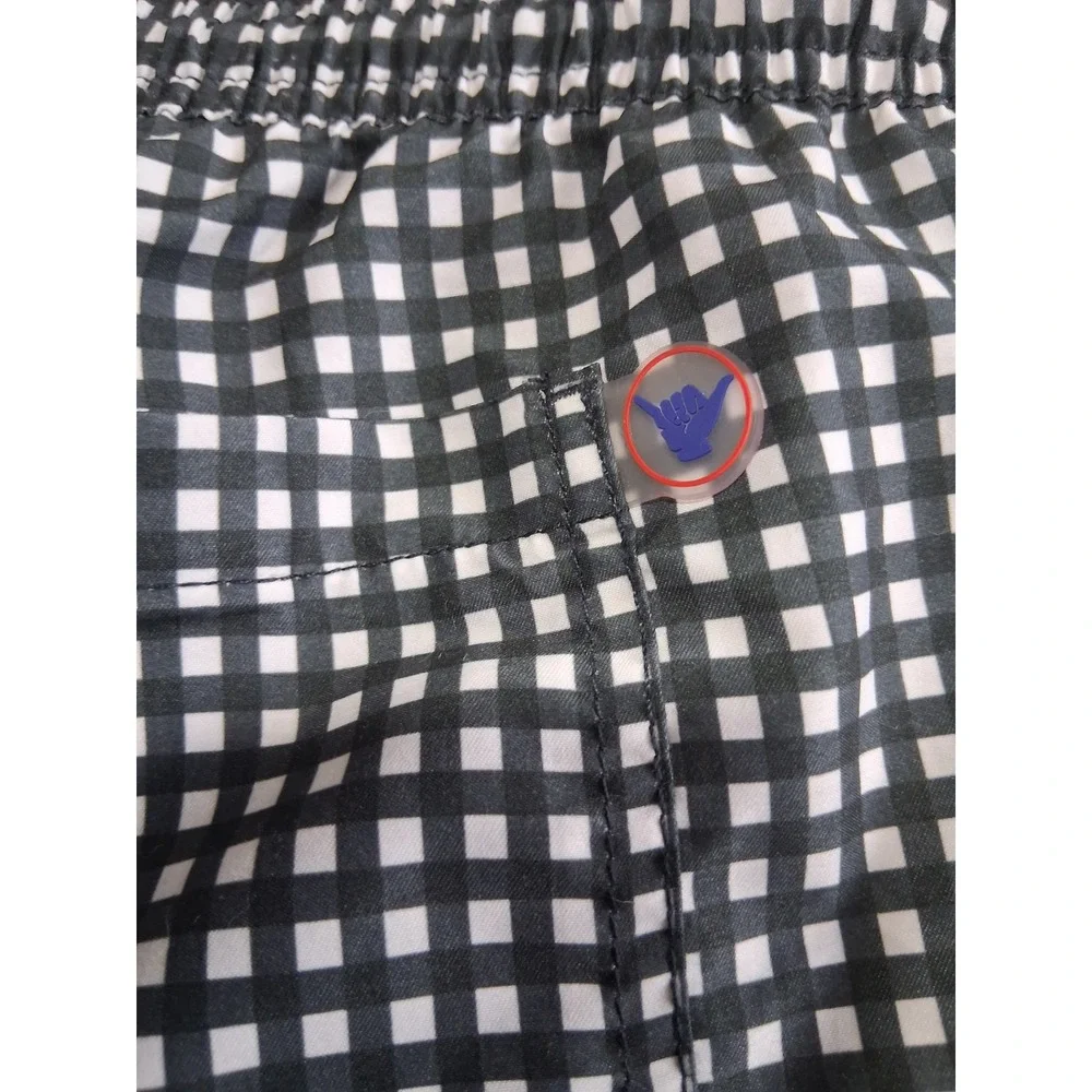 Beach Bros Swim Trunks Mens size Medium Gingham Drawstring Netted‎ 7.5